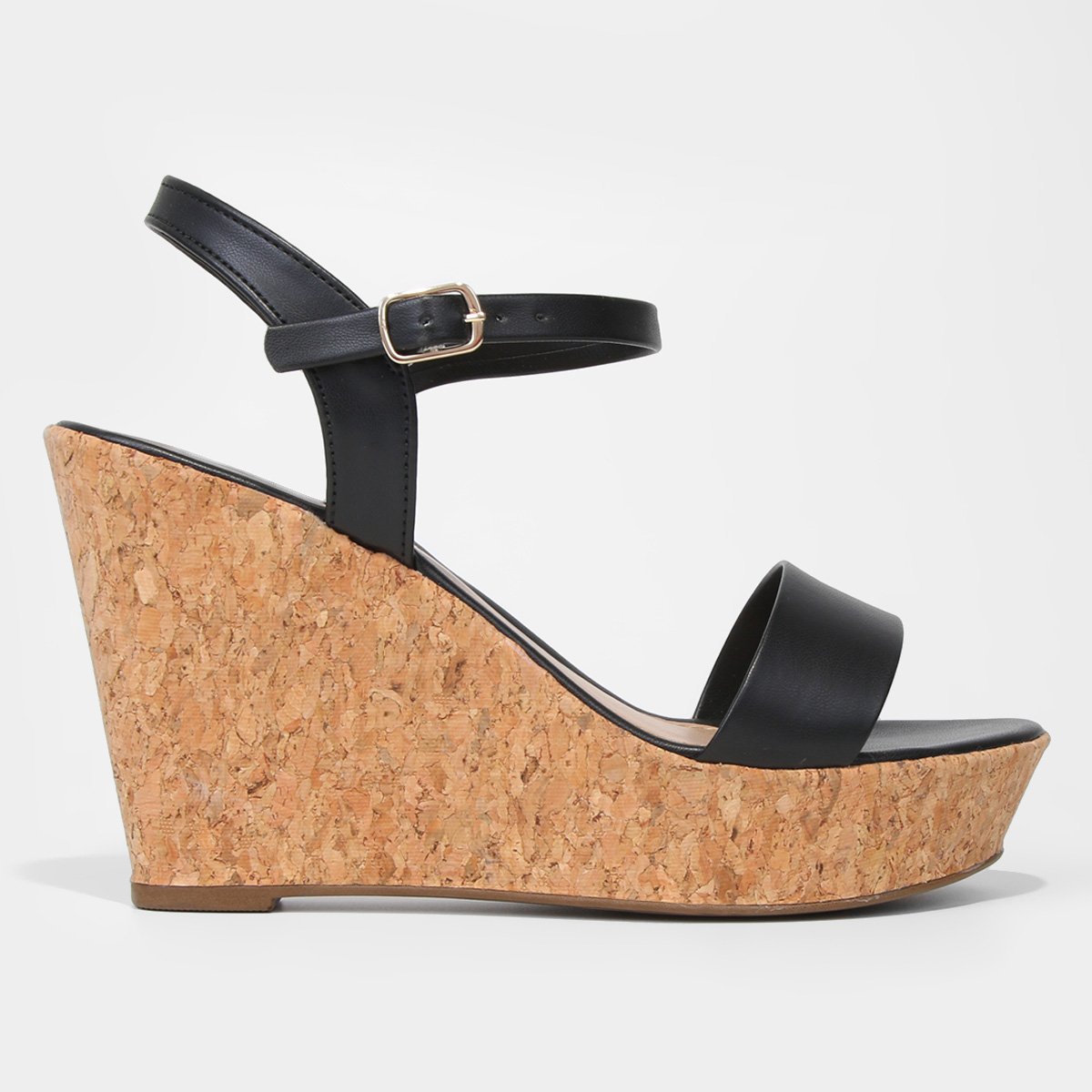 Sandália Anabela Ala Pulseira Com Ajuste Feminina - Preto Menor preço em Sandália Anabela Ala Pulseira Com Ajuste Feminina - Preto