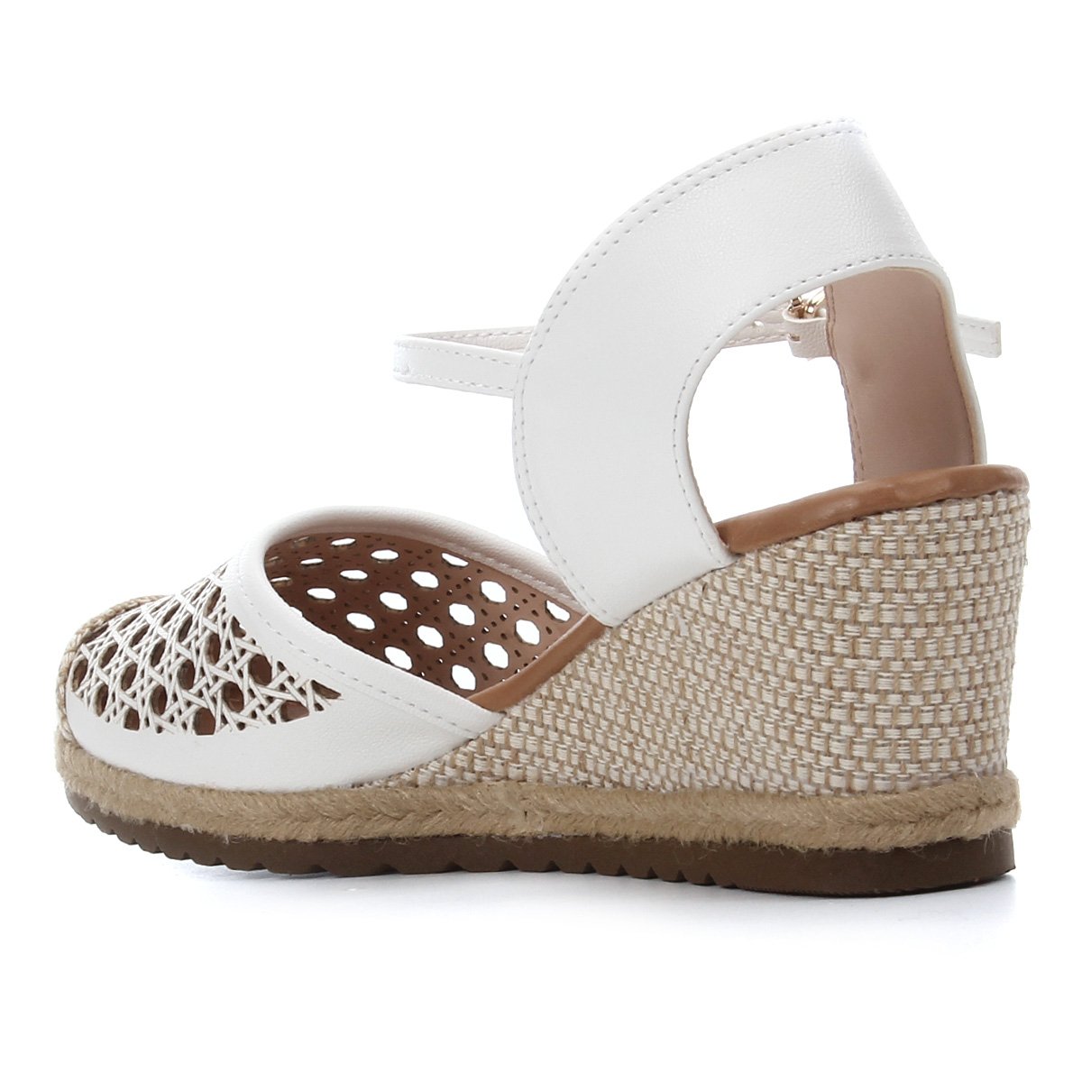 sandalia anabela bebece branca