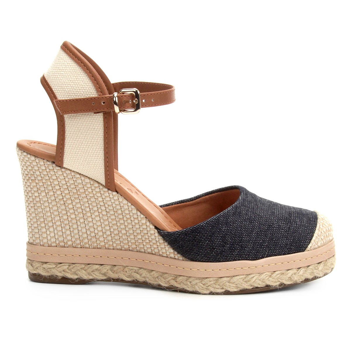 Sandália Jeans Anabela Sisal | Só Mais Um Shoes