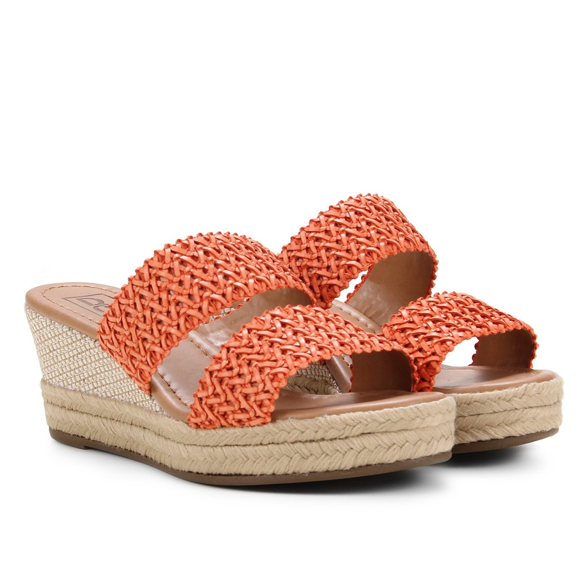 Sandália Anabela Bebecê Tressê Corda Feminina - Laranja Menor preço em Sandália Anabela Bebecê Tressê Corda Feminina - Laranja