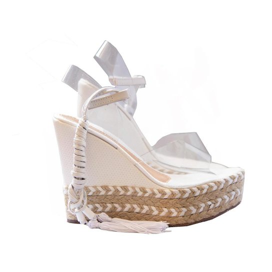 Vinil Sandalia Branca Schutz Sandália Salto Alto Amarração Vinil