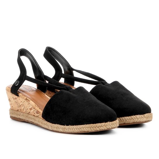 Sandália Anabela Dumond Espadrille Cortiça Feminina - Preto