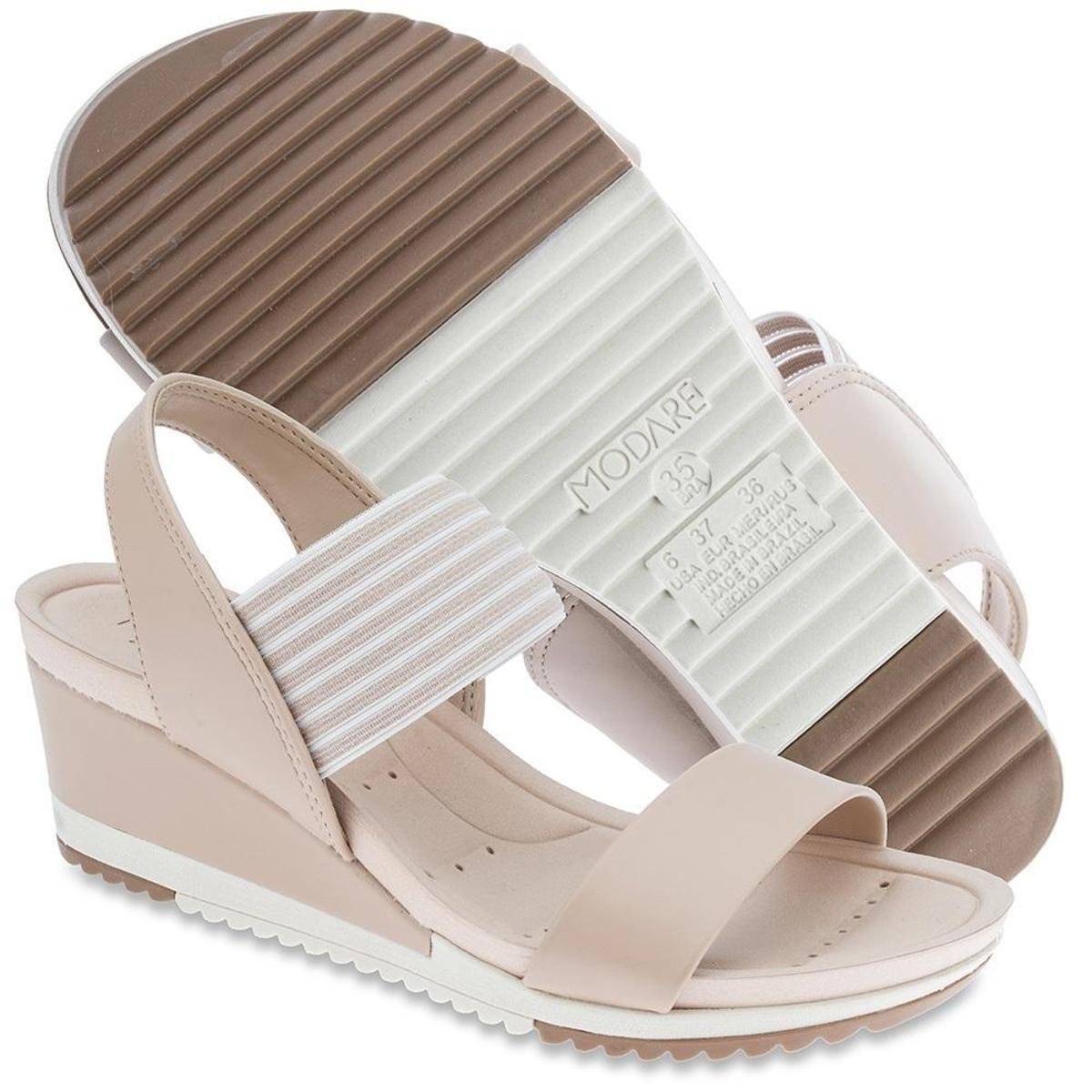 sandália anabela conforto feminina modare