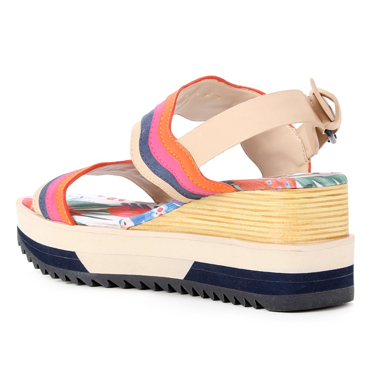 Sandália Anabela Farm Cunho Madeira Ondas Feminina - Rosa | Zattini