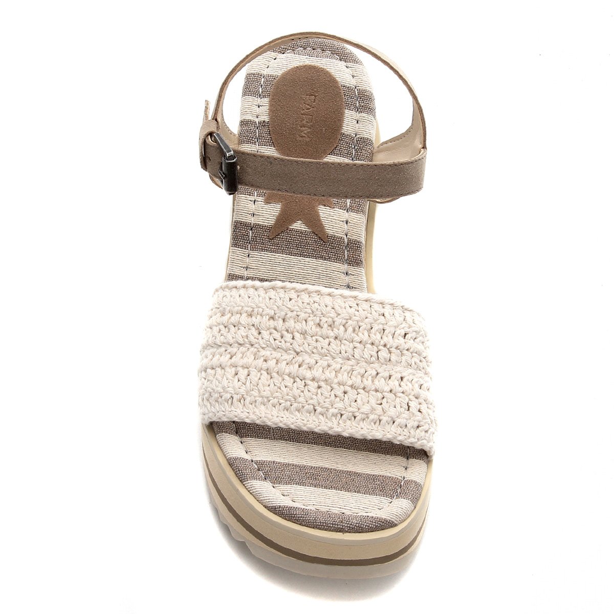 Sandália Anabela Farm Sand Cunho Madeira Croche Feminina - Off White |  Zattini