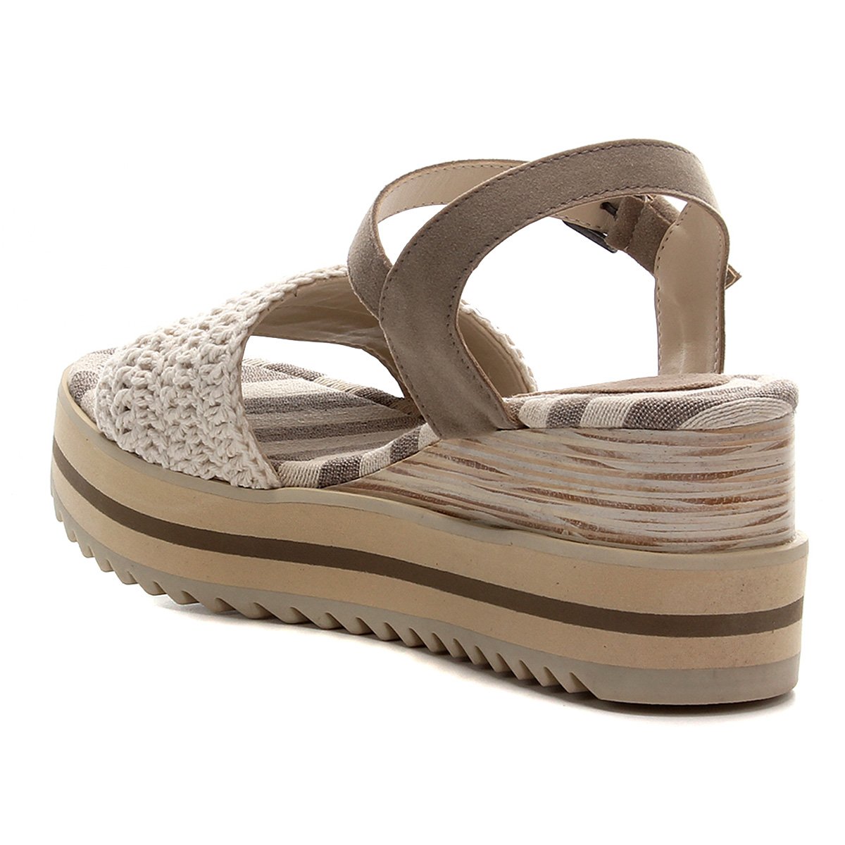 Sandália Anabela Farm Sand Cunho Madeira Croche Feminina - Off White |  Zattini