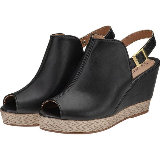 Anabela Dafiti Calçados Sandalia Anabela Preta Fechada Sandália