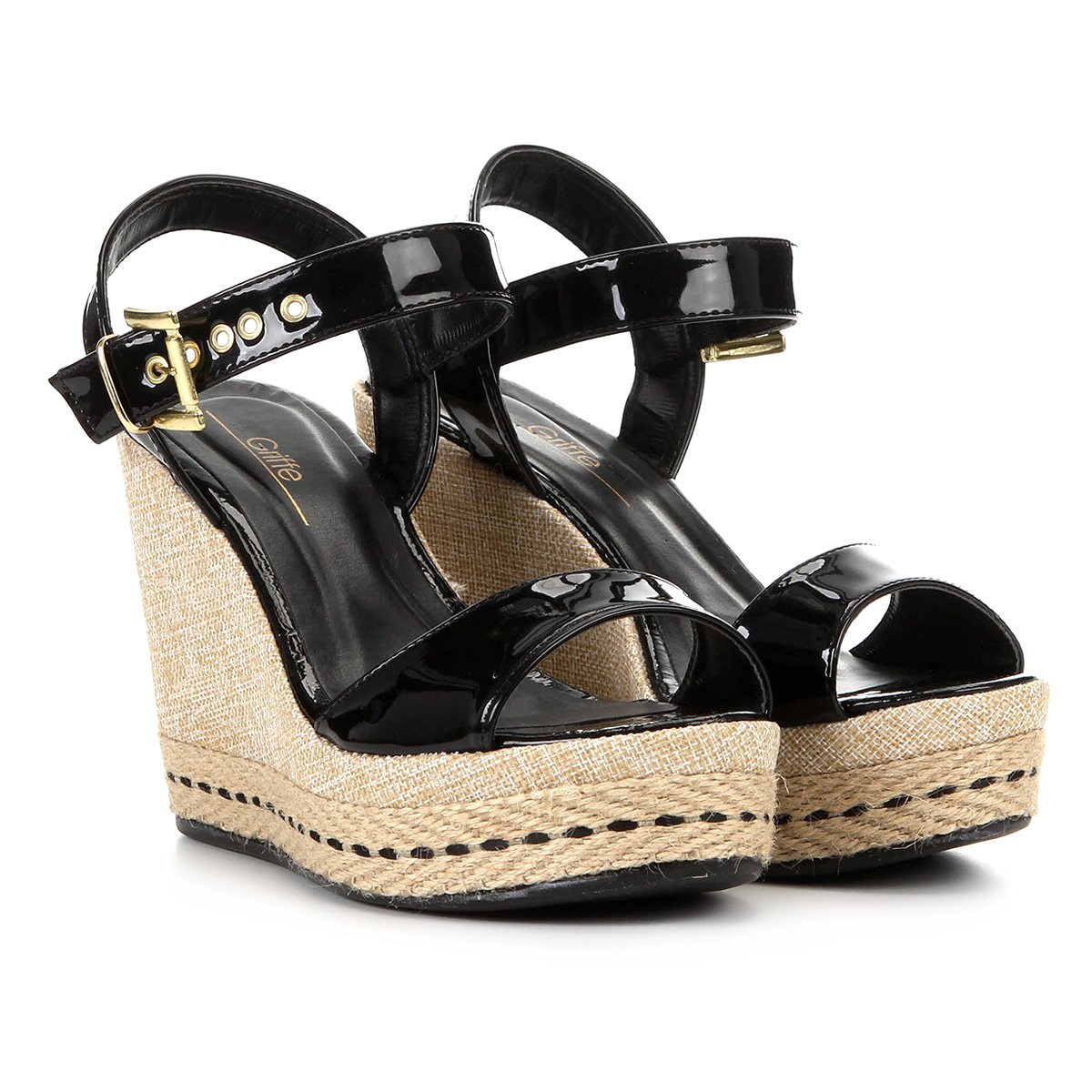 Sandália Anabela Griffe Espadrille Feminina - Preto é ruim? Sandália Anabela Griffe Espadrille Feminina - Preto é boa?