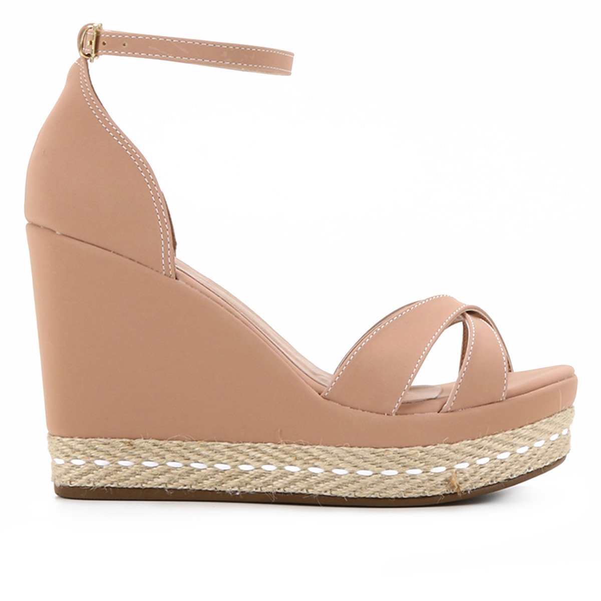 Sandália Anabela Griffe Espadrille Tira Cruzada Feminina - Nude Menor preço em Sandália Anabela Griffe Espadrille Tira Cruzada Feminina - Nude