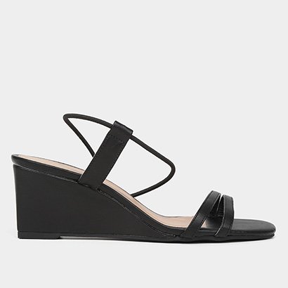 Sandália Anabela Griffe Salto Médio Feminina - Feminino