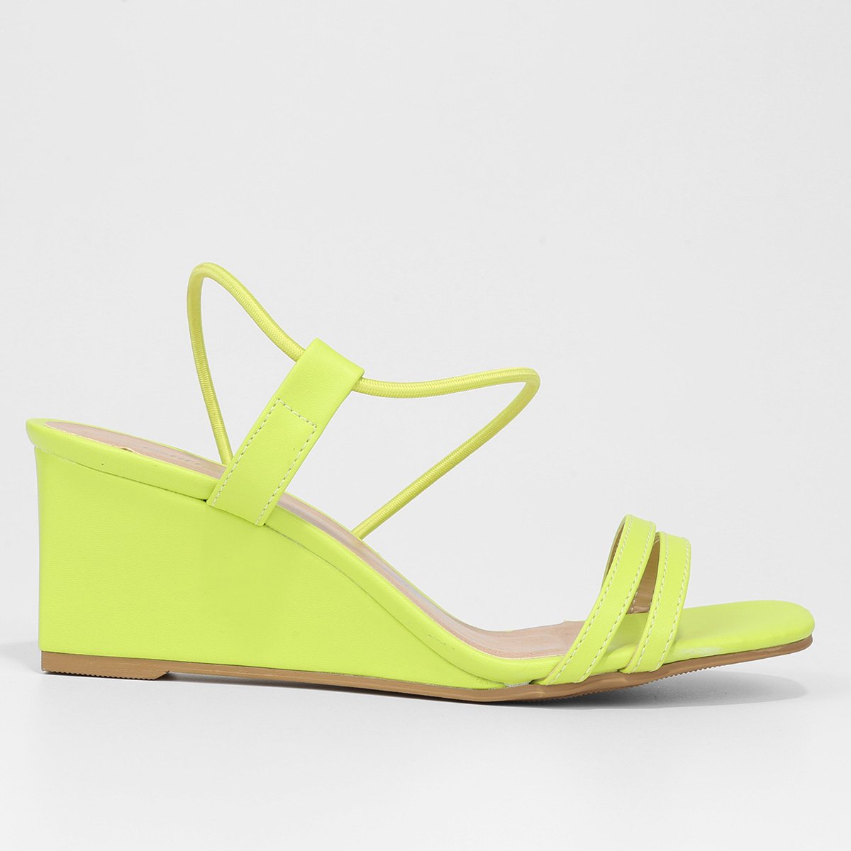 Sandália Anabela Griffe Salto Médio Feminina - Verde Menor preço em Sandália Anabela Griffe Salto Médio Feminina - Verde