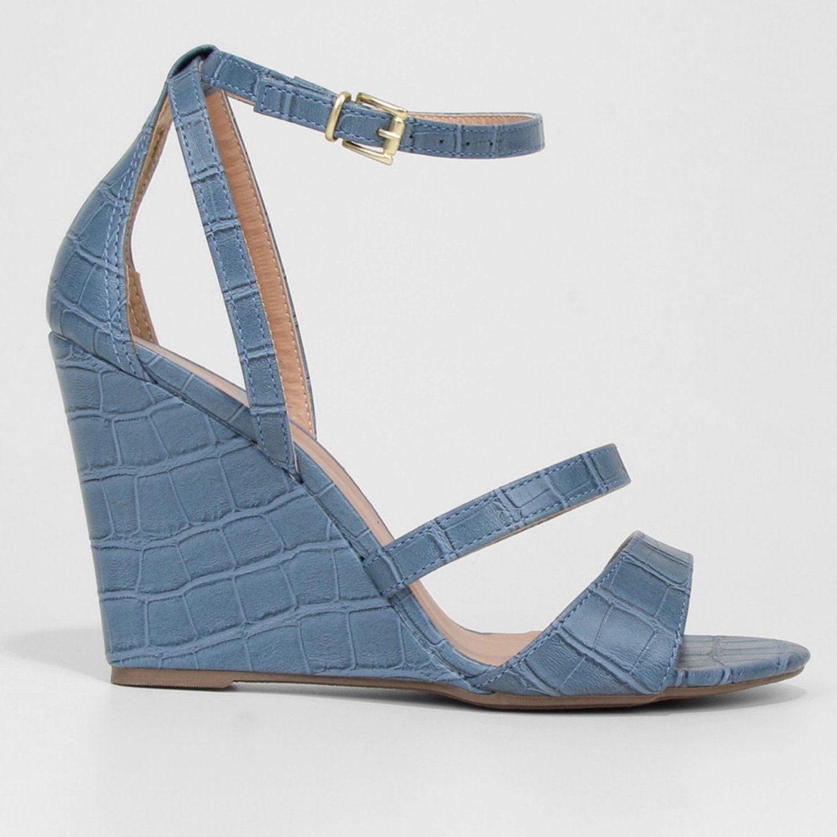 Menor preço em Sandália Anabela Griffe Tiras Feminina - Azul