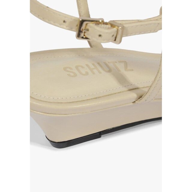 Sandália Anabela Kate em Couro Off White Schutz