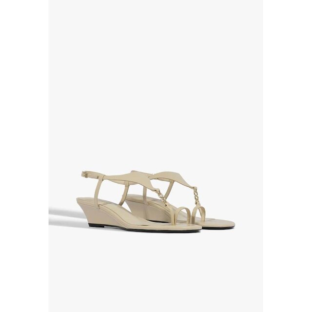 Sandália Anabela Kate em Couro Off White Schutz