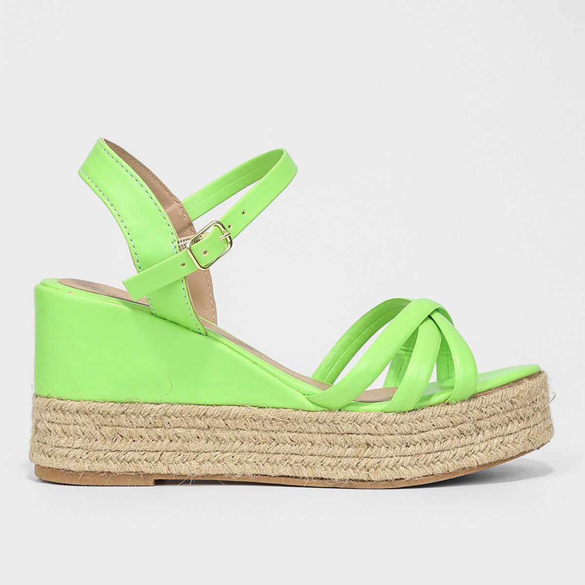 Sandália Anabela Look Fashion Corda Tiras Cruzadas Feminina - Verde Menor preço em Sandália Anabela Look Fashion Corda Tiras Cruzadas Feminina - Verde