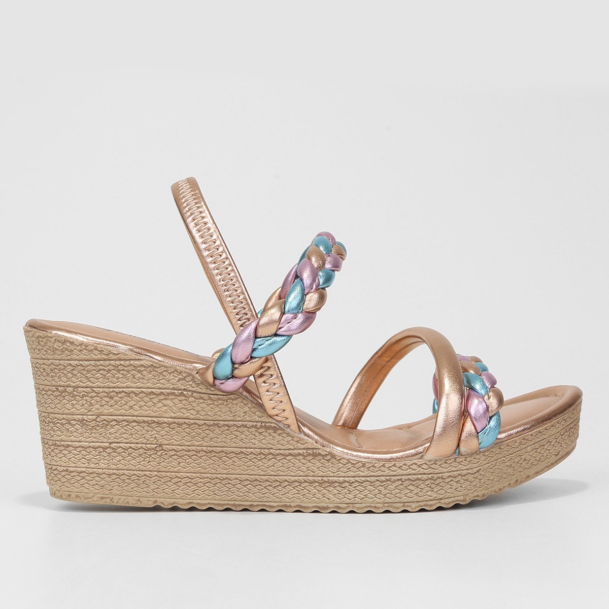 Sandália Anabela Mississipi Tressê Feminina - Colorido Menor preço em Sandália Anabela Mississipi Tressê Feminina - Colorido