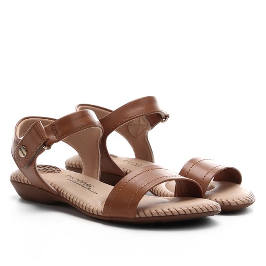 Sandália Anabela Modare Baixa Velcro Tira Feminina - Caramelo