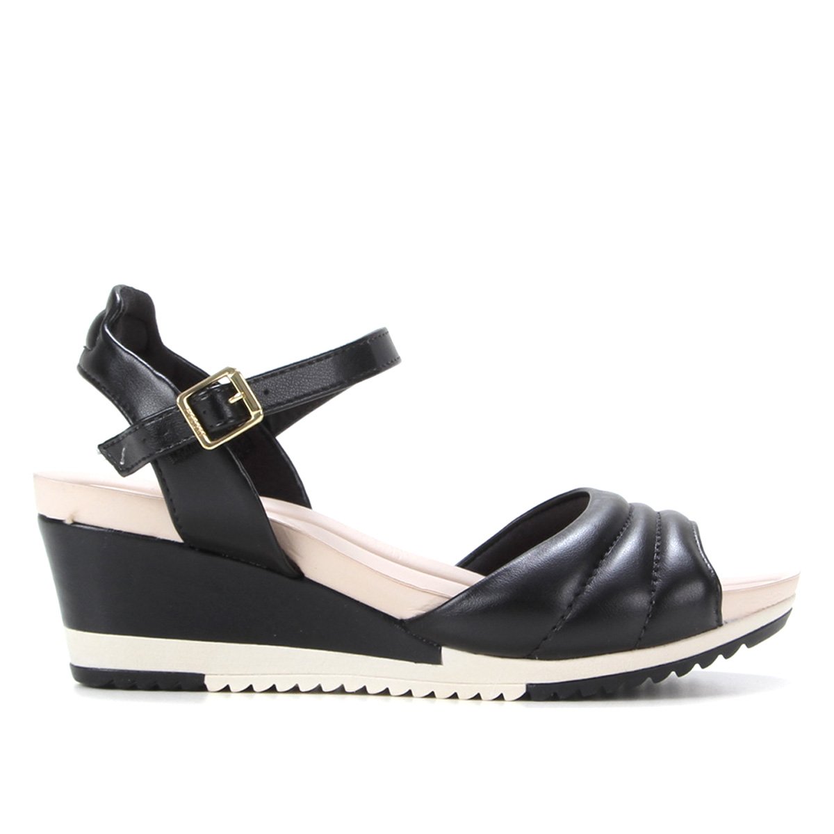 Sandália Anabela Modare Napa Sense Flex Feminina - Preto Menor preço em Sandália Anabela Modare Napa Sense Flex Feminina - Preto