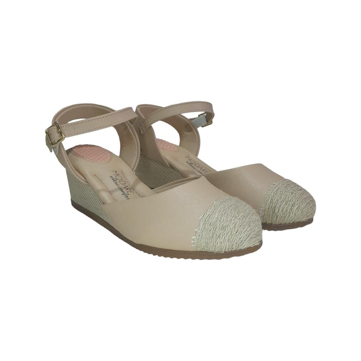 Sandália Anabela Modare Salto Corda Baixo Ponta Palha Zattini