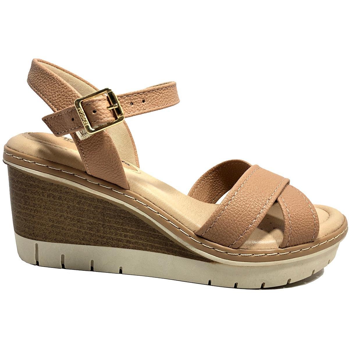 sandália anabela conforto feminina modare