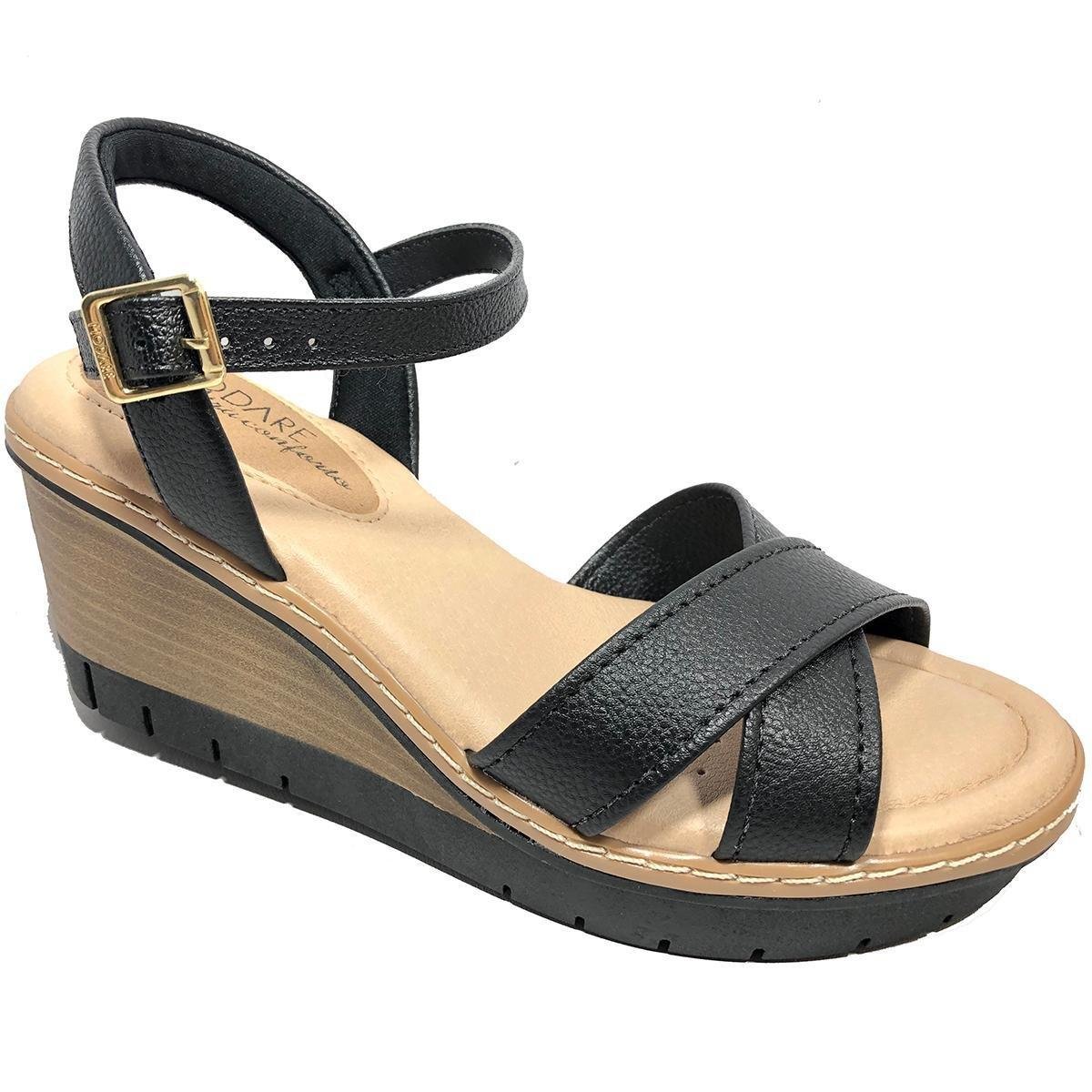 sandália anabela conforto feminina modare