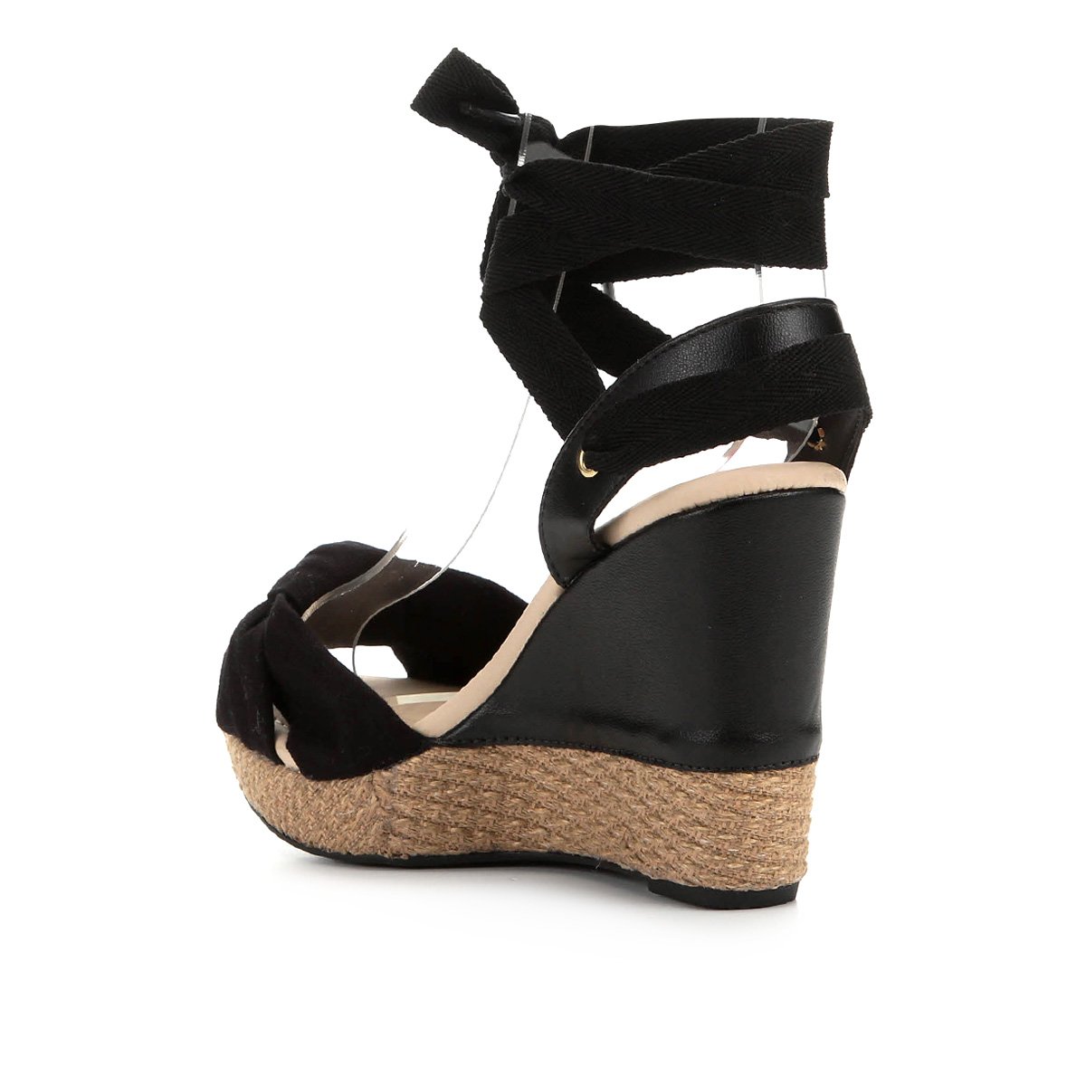 Sandália Anabela Moleca Amarração Feminina - Preto | Zattini