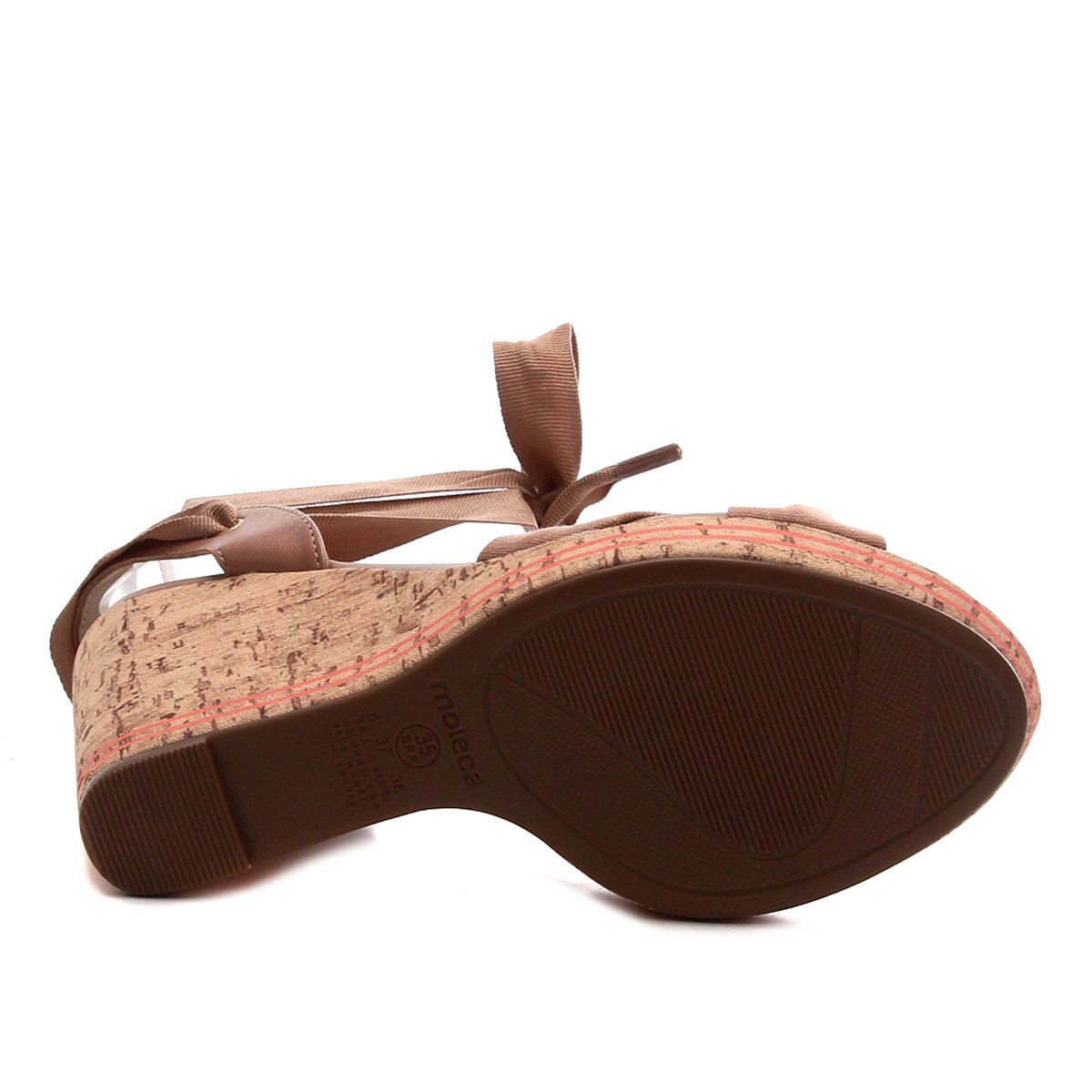 Sandália Anabela Moleca Cortiça Amarração Feminina - Nude | Zattini