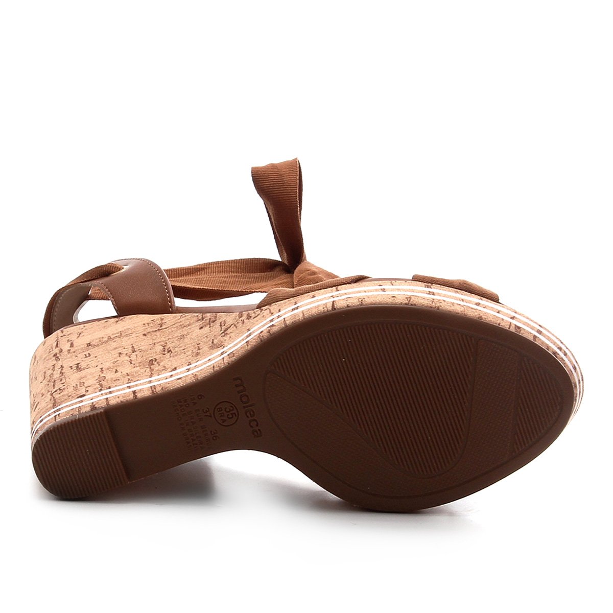 Sandália Anabela Moleca Cortiça Amarração Feminina - Caramelo | Zattini