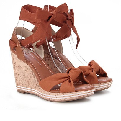 Sandália Anabela Moleca Nó Amarração Feminina - Caramelo | Zattini