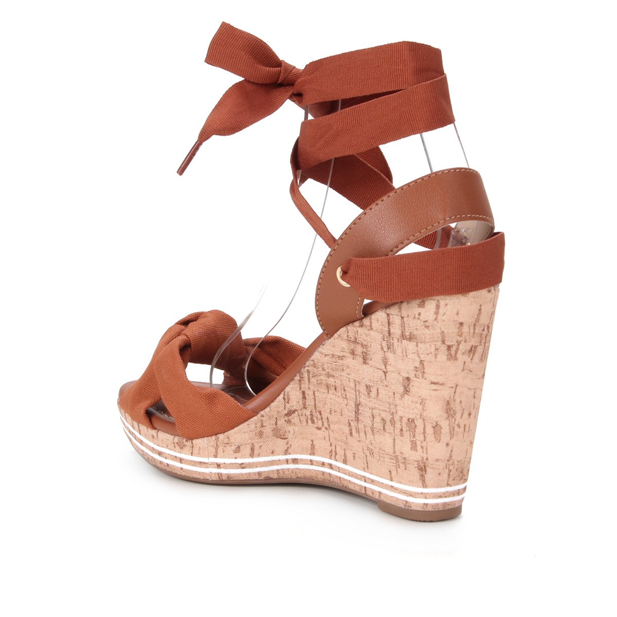 Sandália Anabela Moleca Nó Amarração Feminina - Caramelo | Zattini