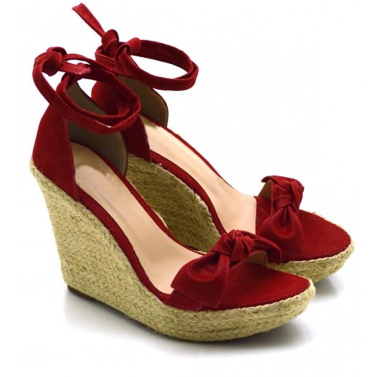 Sandalia Anabela Salto Alto Feminina - Vermelho | Zattini