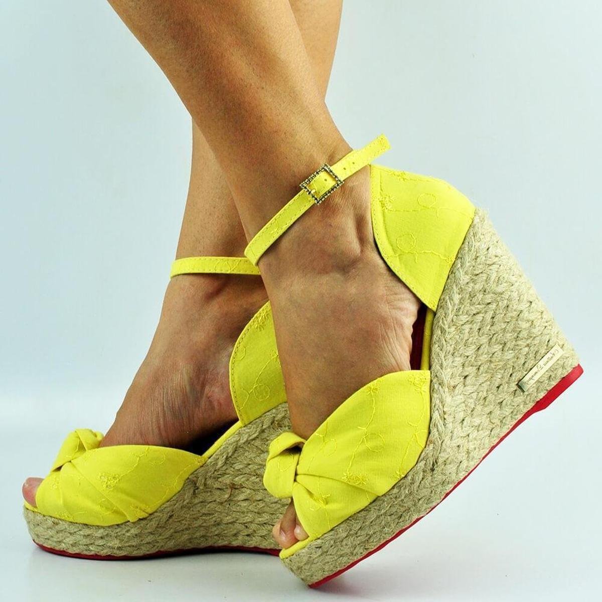 SANDÁLIA ANABELA SALTO CORDA ALTO - Amarelo | Zattini