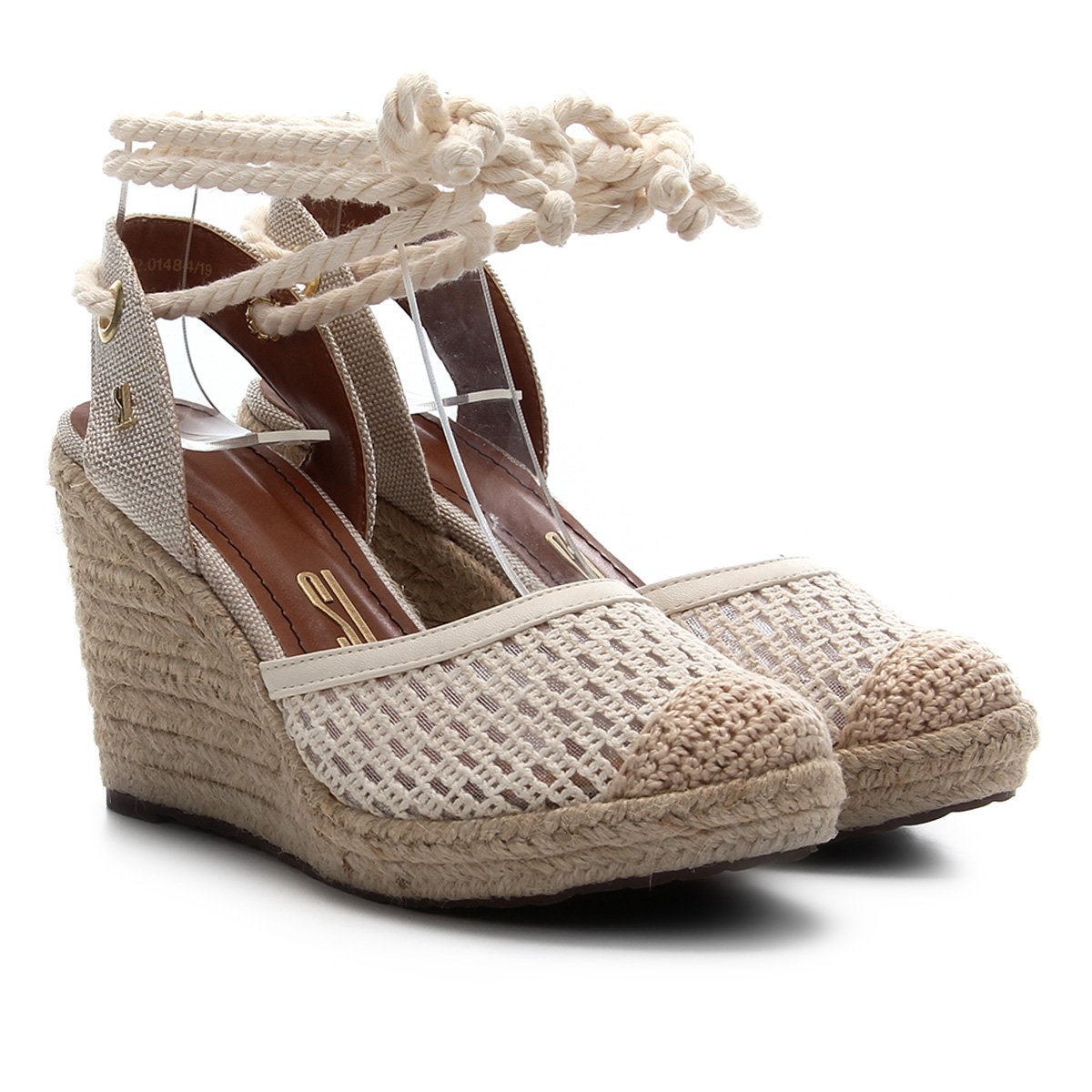 Sandália Anabela Santa Lolla Espadrille Renda Amarração - Off White Menor preço em Sandália Anabela Santa Lolla Espadrille Renda Amarração - Off White