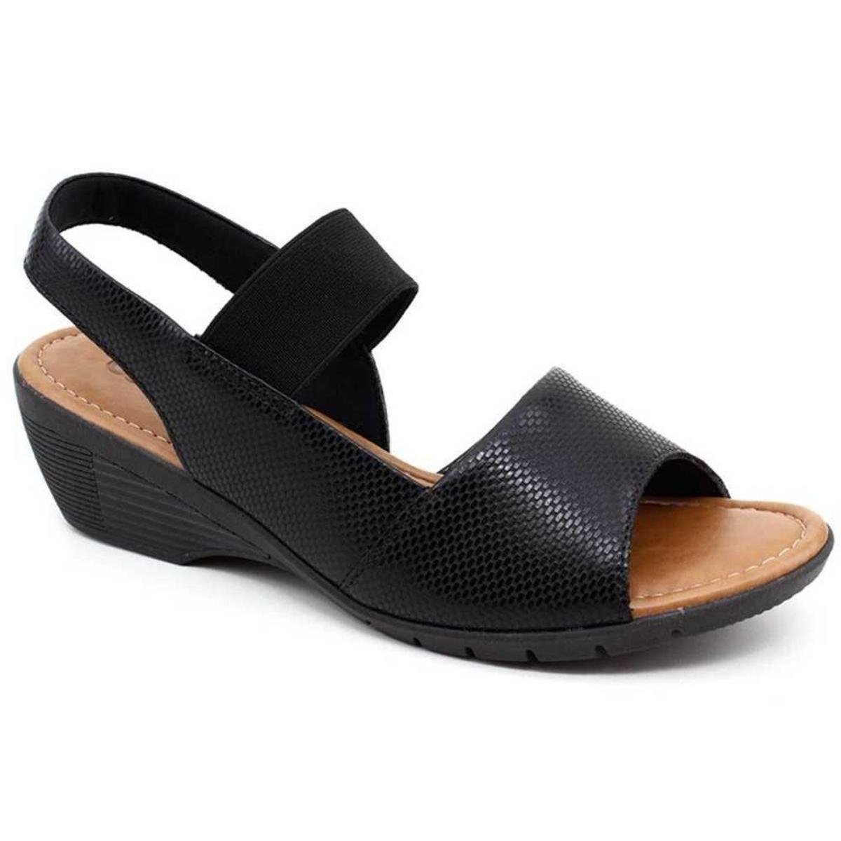 Sandália Anabela Usaflex AA0904 - Preto Menor preço em Sandália Anabela Usaflex AA0904 - Preto