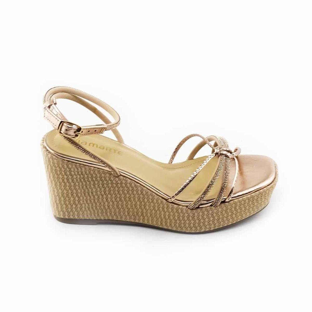 Sandalia Anabela Creme Via Marte Sandalia Anabela Creme Sandália