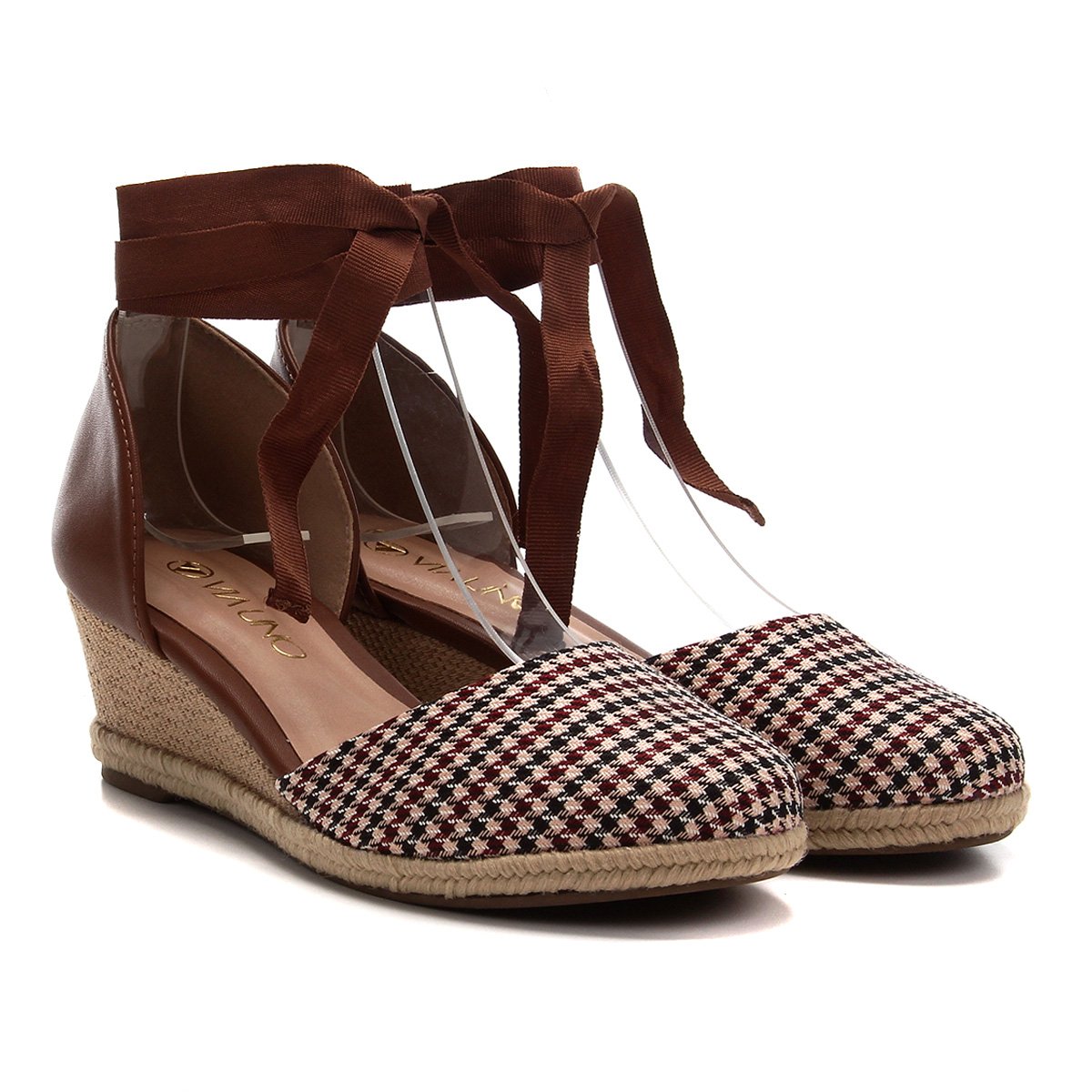 Sandália Anabela Via Uno Espadrille Amarração Fechada Feminina - Vinho Menor preço em Sandália Anabela Via Uno Espadrille Amarração Fechada Feminina - Vinho