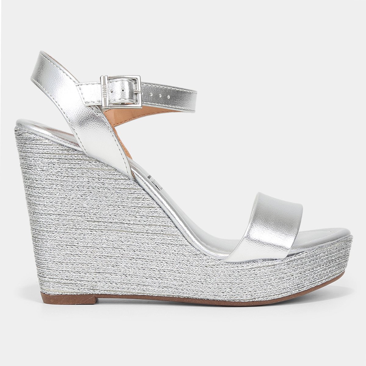 Sandália Anabela Vizzano Salto Alto Cortiça Feminina - Prata Menor preço em Sandália Anabela Vizzano Salto Alto Cortiça Feminina - Prata
