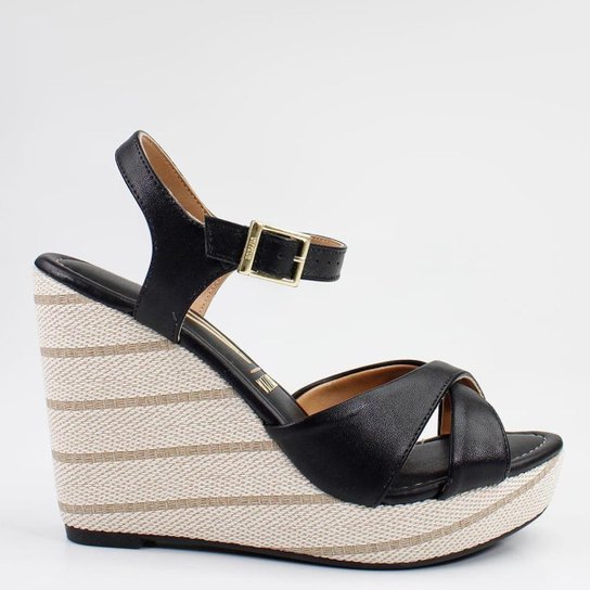 Sandália Anabela Vizzano Strips Masculina - Cristal+Preto