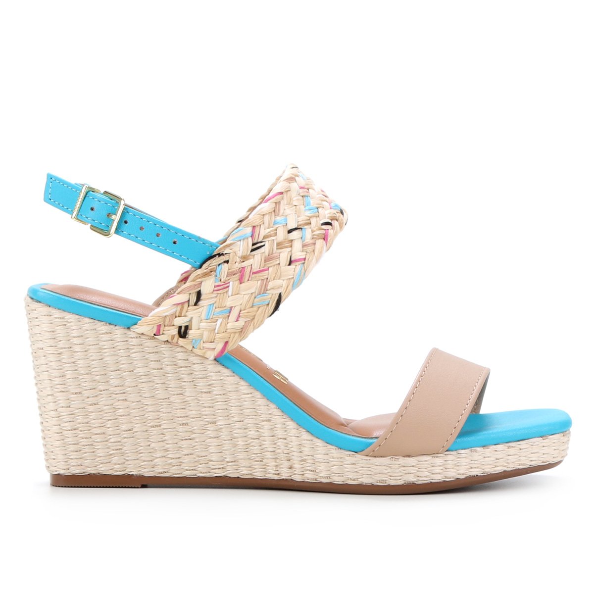 Sandália Anabela Vizzano Trama Natural Feminina - Azul | Zattini