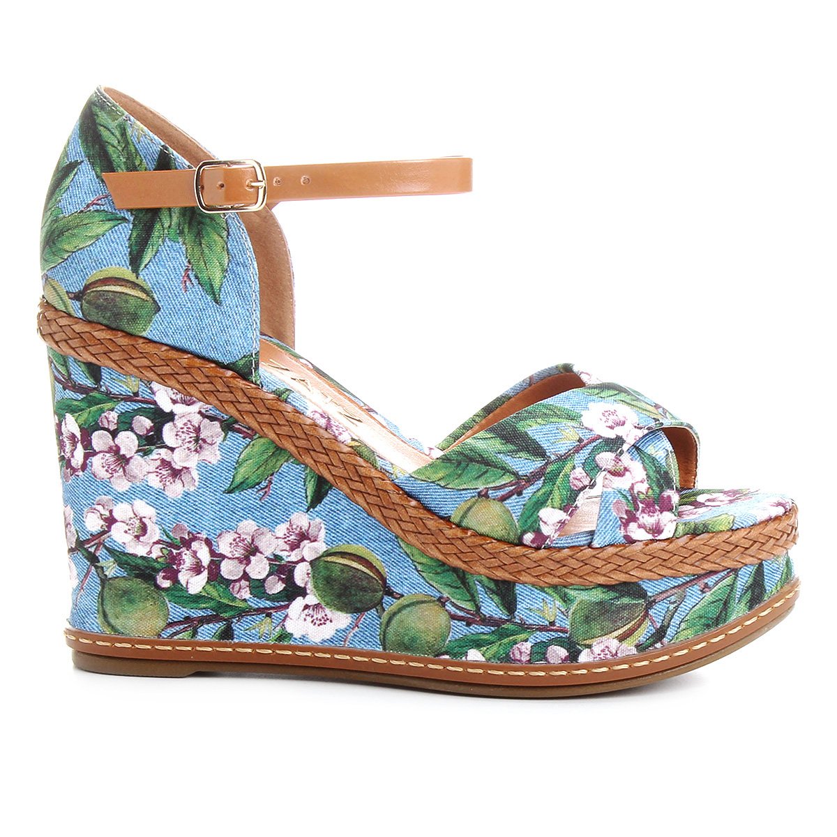 sandália plataforma colorida