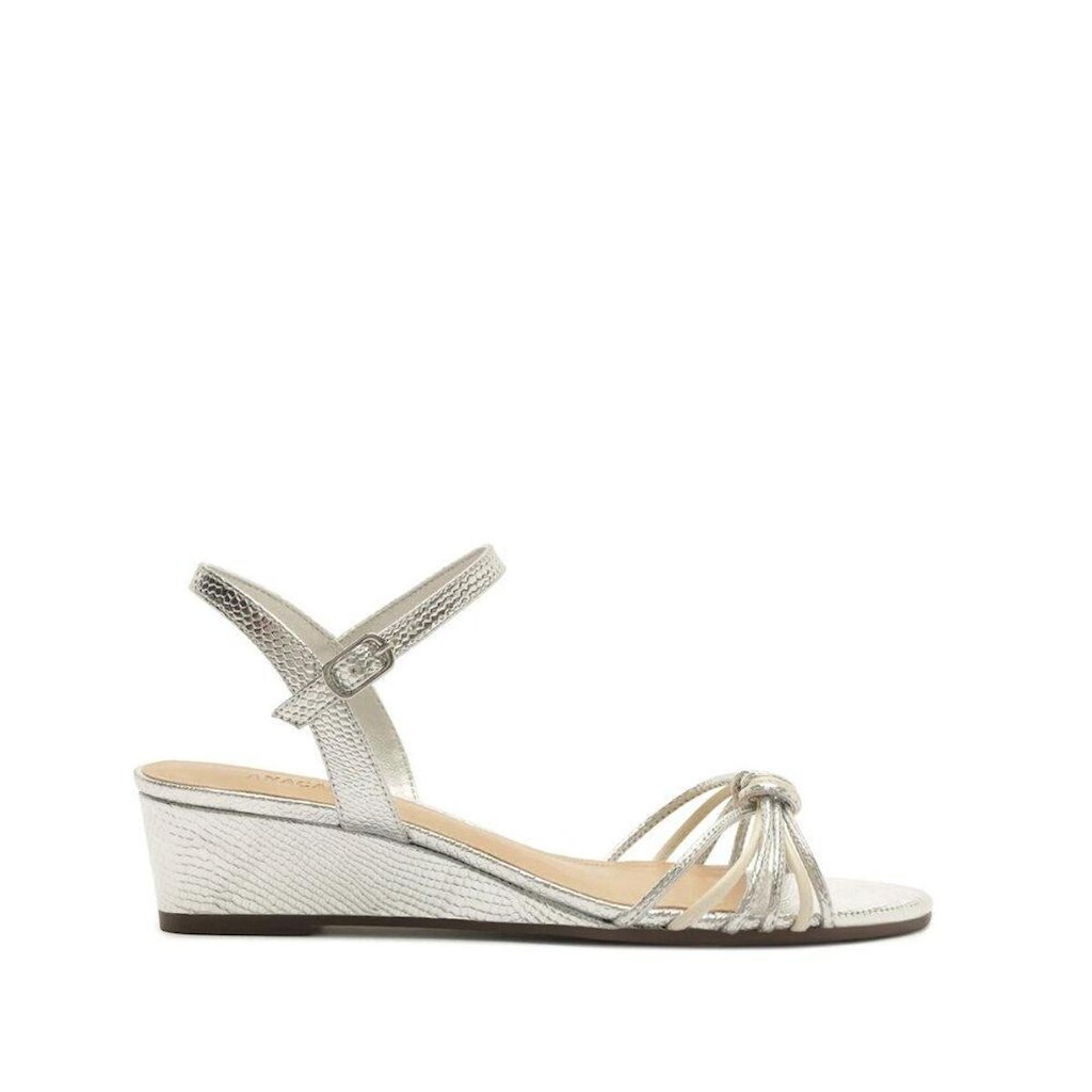 Sandalia Anacapri Anabela Croco Prata
