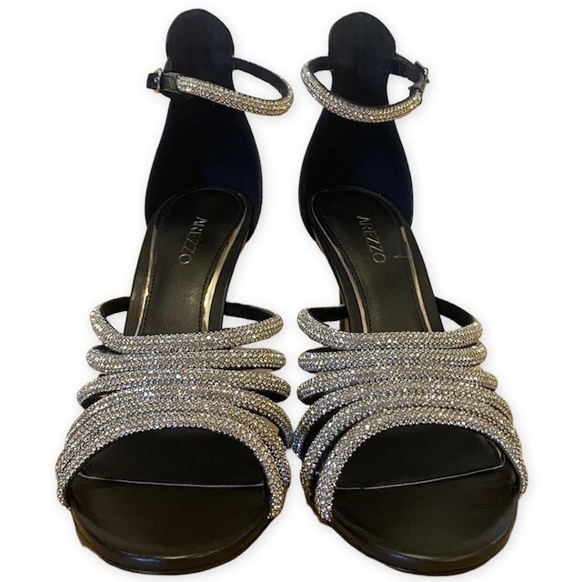Sandália Arezzo Feminino Salto Alto Preto/Cristal Nappa
