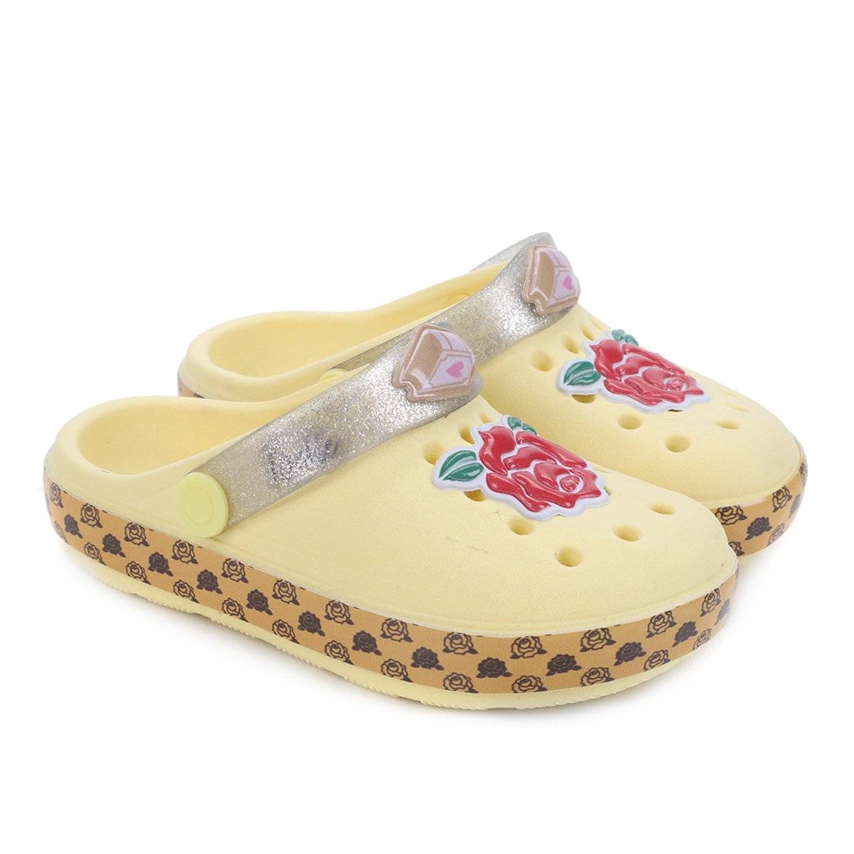 Sandália Babuche Infantil Disney Bela Feminina - Amarelo Menor preço em Sandália Babuche Infantil Disney Bela Feminina - Amarelo