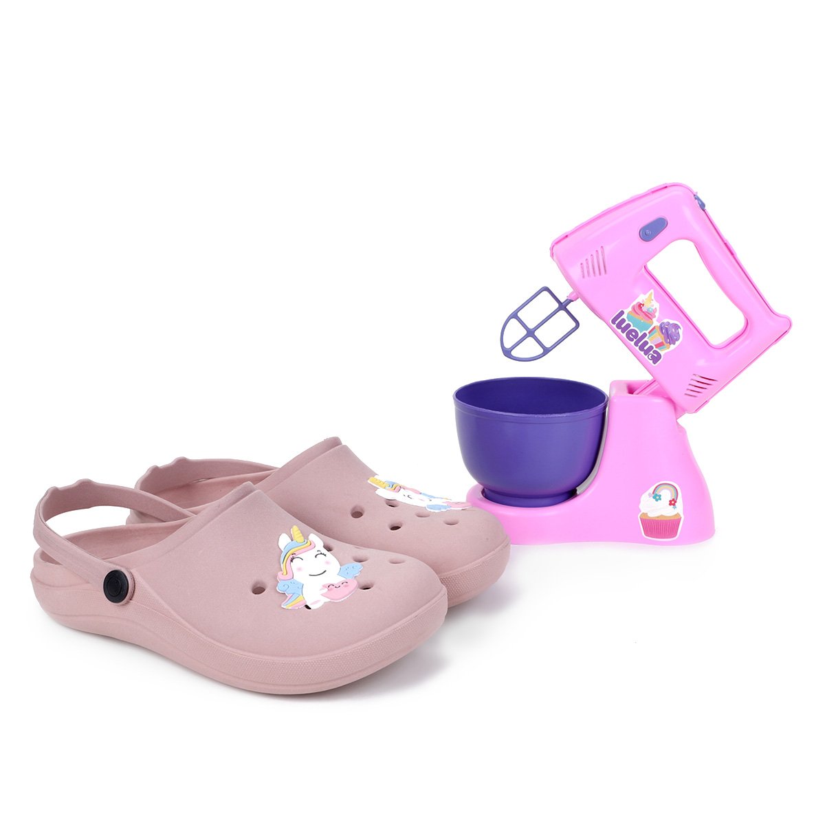Sandália Babuche Infantil Luelua Unicórnio + Batedeira - Nude Menor preço em Sandália Babuche Infantil Luelua Unicórnio + Batedeira - Nude
