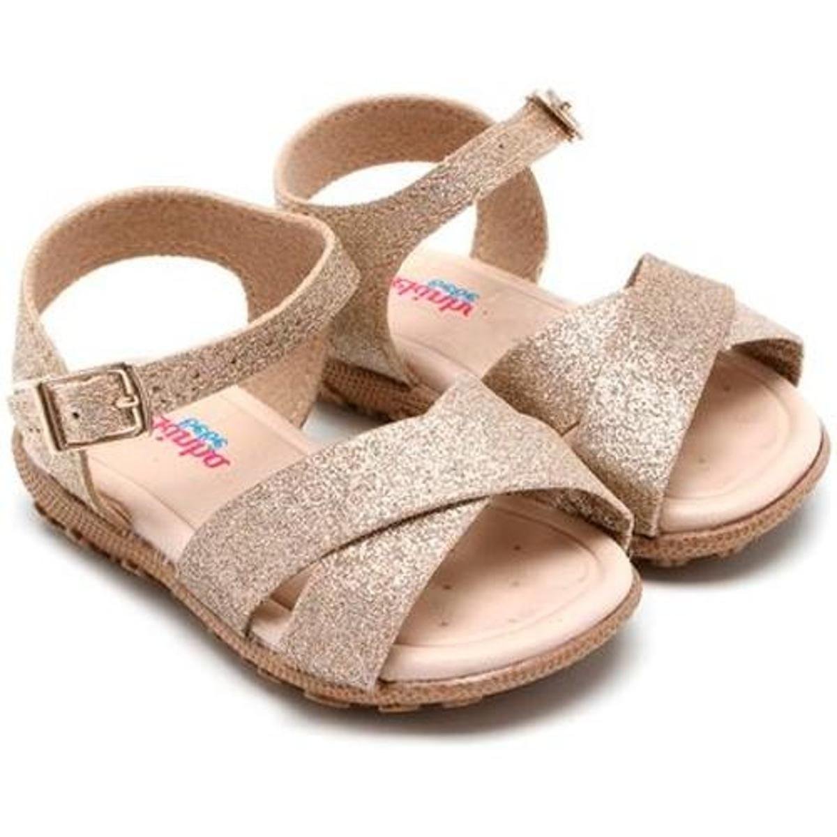 sandalia molekinha bebe dourada