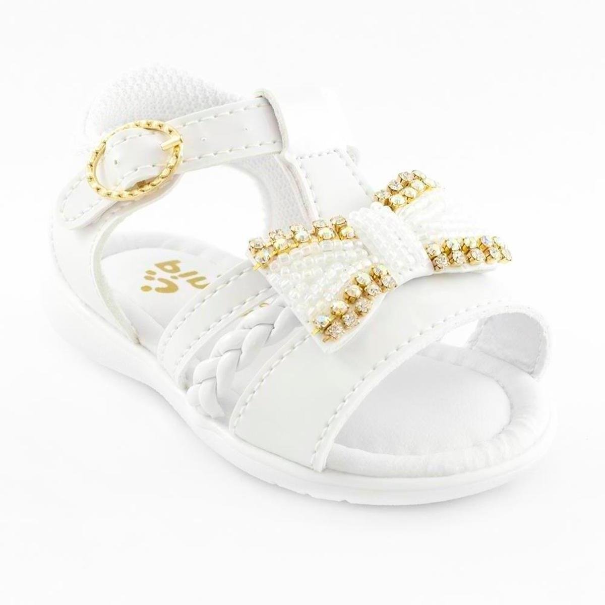 Sandália Bebê Pinókio Casual Laço Pérola Feminina - Branco | Zattini