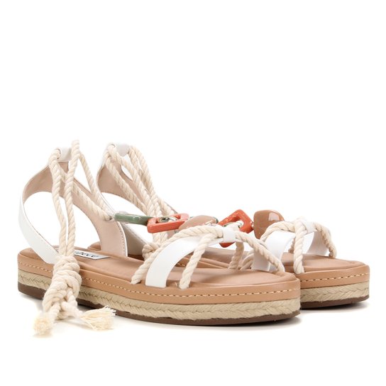 Sandália Bebecê Flatform Amarração Feminina - Branco