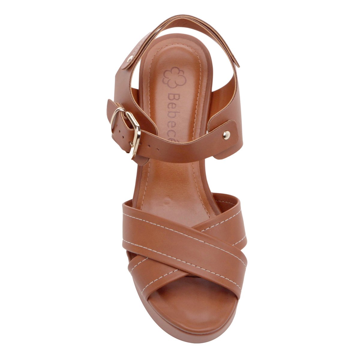 sandalia bebece salto grosso caramelo