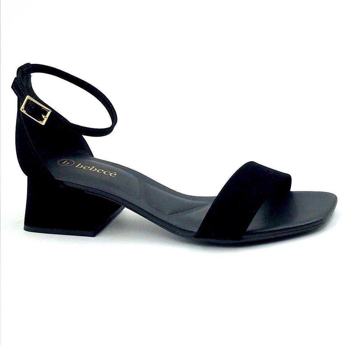 Sandália Bebecê Salto Baixo Preta Calcanhar Fechado 5227247 Zattini