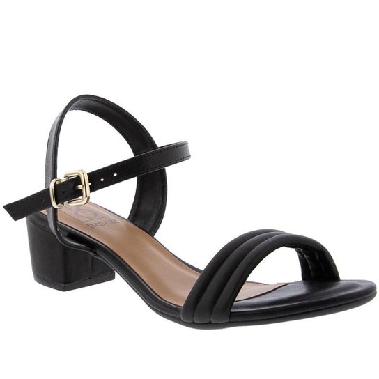 Sandália Bebecê Salto Bloco Pesponto Salmão 5273795 - 36 - Preto